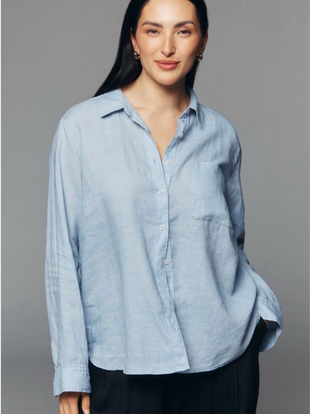 Anthropologie Maeve Kate 100% Linen Classic Buttondown Shirt PS NWT